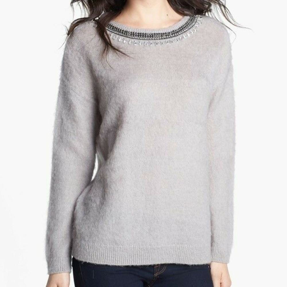 Jewel Neck Textured Sweater